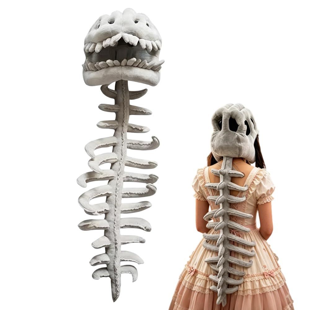 Agarte Realistic Dinosaur Skeleton Costume Set, Spinosaurus Plush Dino Outfit, Wearable Soft Fossil Outfit for Kid Adult Halloween Cosplay Gifts and Themed Parties Outfits