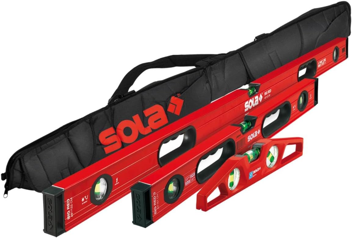SOLA BIG RED Classic Level Set, 48"/24"+10" LSTFM plus Carrying Case
