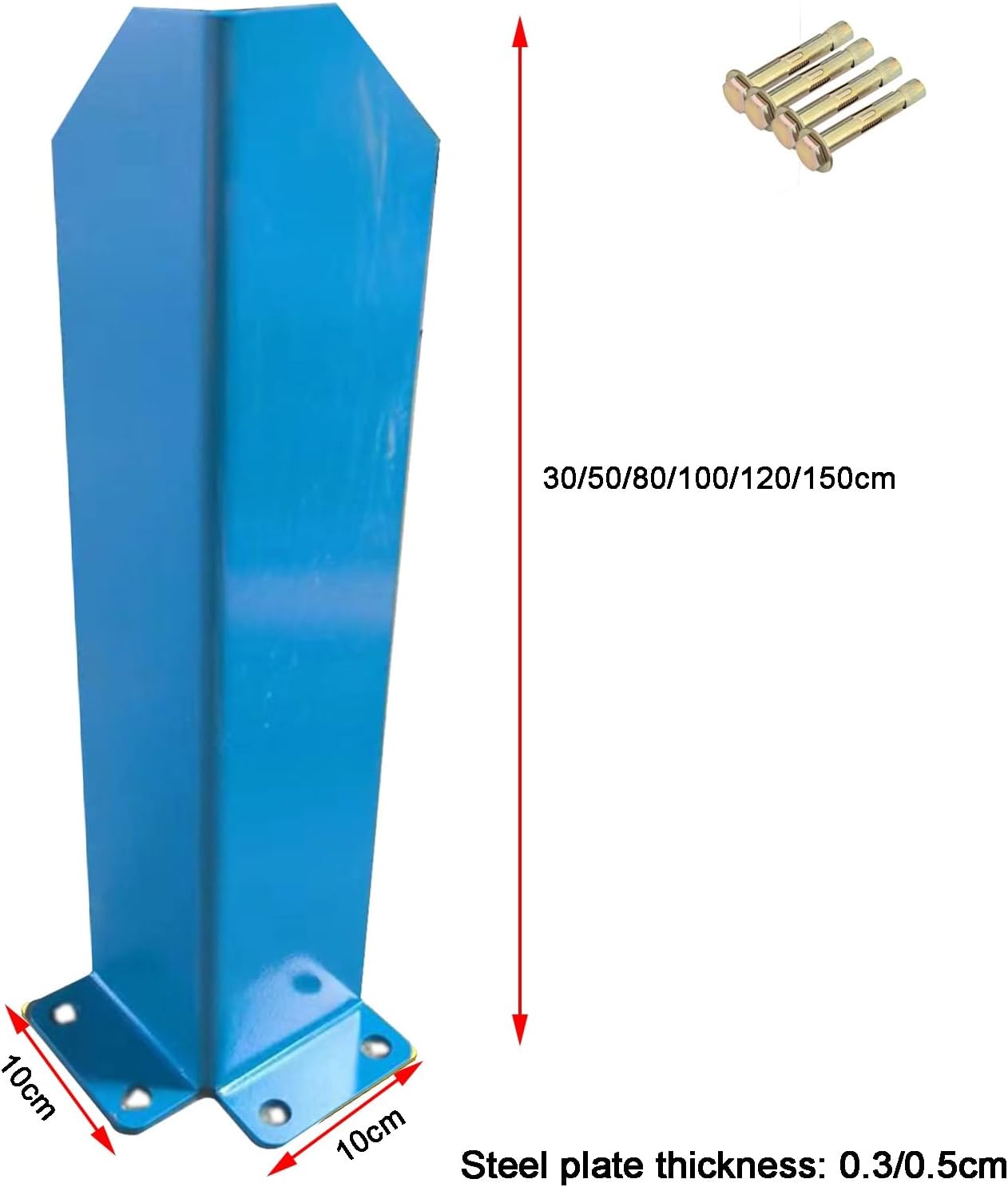 Industrial Pallet Rack Frame Guard - Pre-Drilled Base, Stainless Steel Corner Protector for Parking Garages, Wall Safety Barrier (Orange, 10x80x0.5cm)