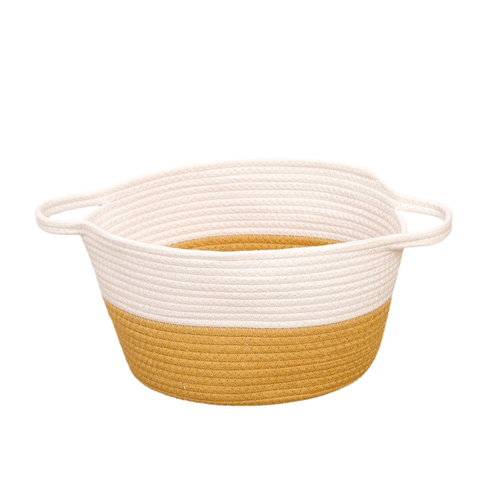 Cesta Tejida con Cuerda para Organizar Y Guardar Cosas. Cesta Decorativa Nórdica Sencilla para Armarios, Sala de Estar, Revistas Y Libros, Amarillo, Individual