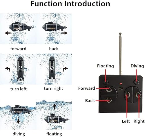 Miniatura 3 de YEIBOBO ! 6 Canales Mini RC Submarine Toy (azul) Azul,Negro,https:/ www.Yaxa/dp/undefined