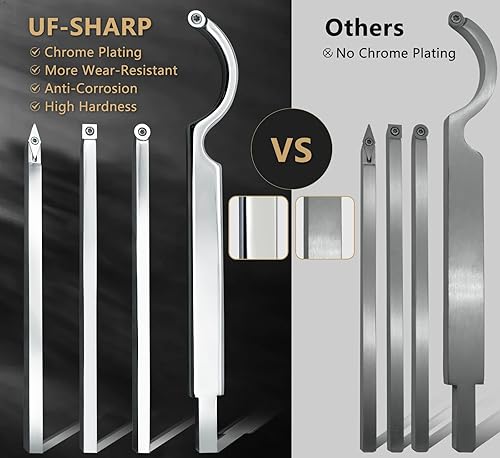 Miniatura 3 de UF-SHARP Juego de herramientas de torneado de madera de carburo, herramienta de ahuecado de cuello de cisne y mango ajustable de aleación de