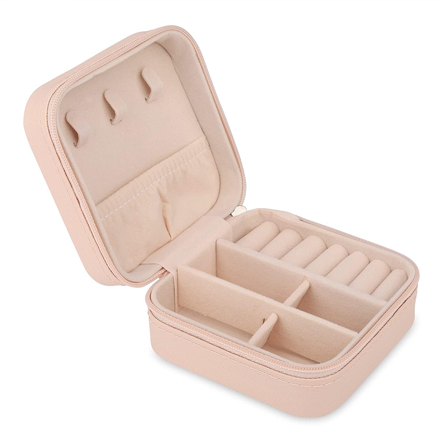 JB'S LANDJB'S LAND Jewellery Organizer Mini PU Leather Zipper Portable Storage Box Case with Dividers Container for Rings, Earrings, Necklace Home Organizer, Bracelet, Pendant