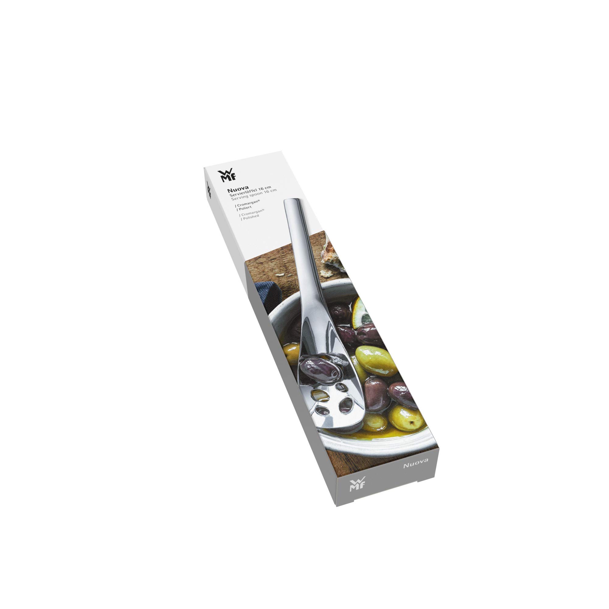 WMF Nuova Servierlöffel perforiert 16 cm, Olivenlöffel, Kappernlöffel, Cromargan Edelstahl poliert, spülmaschinengeeignet – Ansicht 5