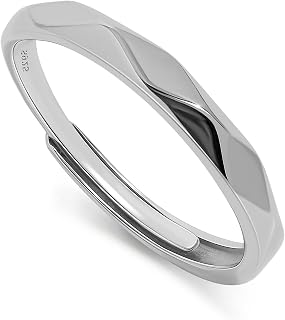 Meissa Matching Couple Ring Sets for Men and Women Sterling Silver Engagement Promise Wedding Statement Ring Bands Princess Cut Diamond Ring Size Adjustable, 3.0mm Width