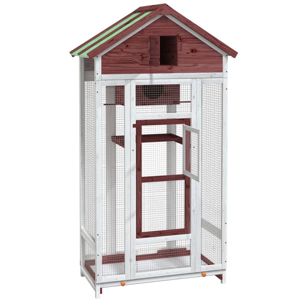 Voliere Mokka 91,5x53x170 cm Massivholz Kiefer,Tier- & Haustierbedarf,Haustierbedarf,Vogelbedarf,Vogelkäfige & -ständer,Rot,19.5 kg-172254