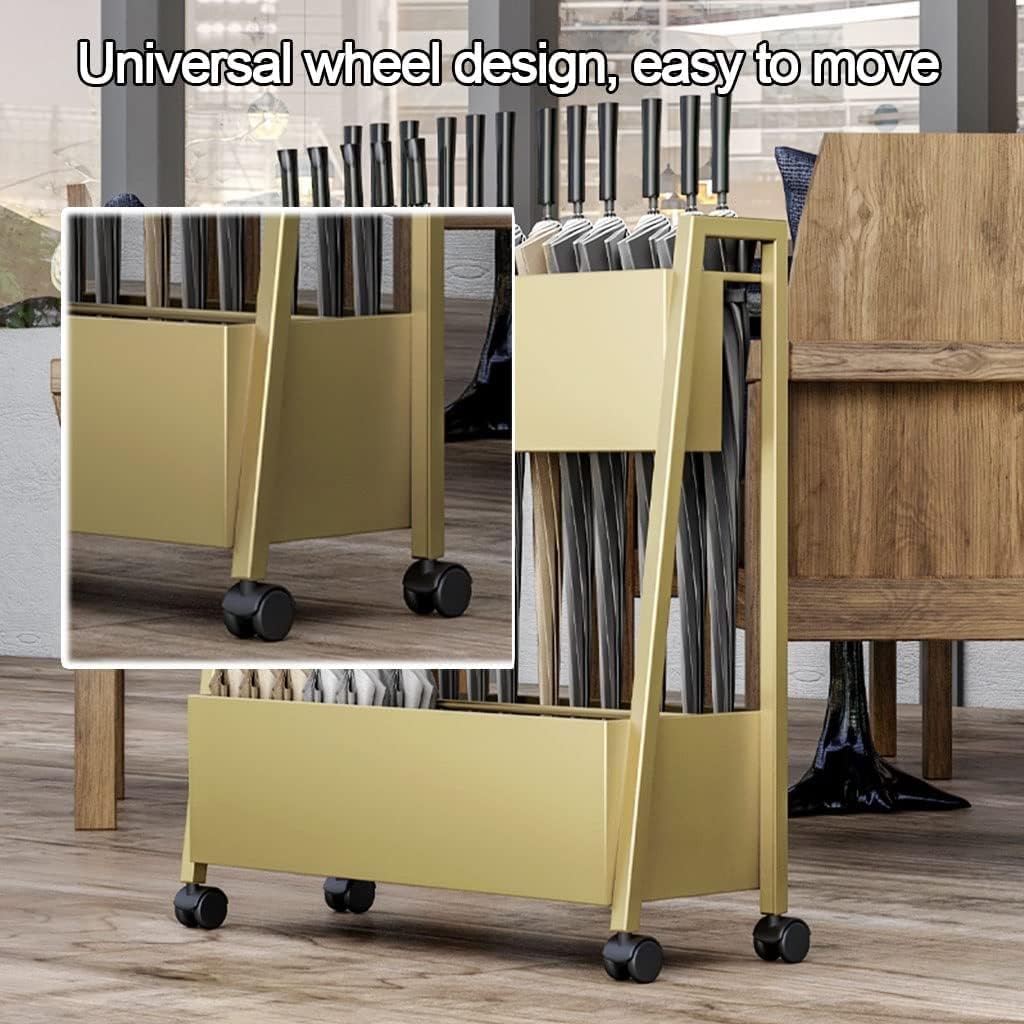 Umbrella Stand Umbrella Stand Holder for Office Entryway Integrated Metal Umbrella Stand Umbrella Rack Free Standing Organizer with Drain Hole Umbrella,White-with Wheels