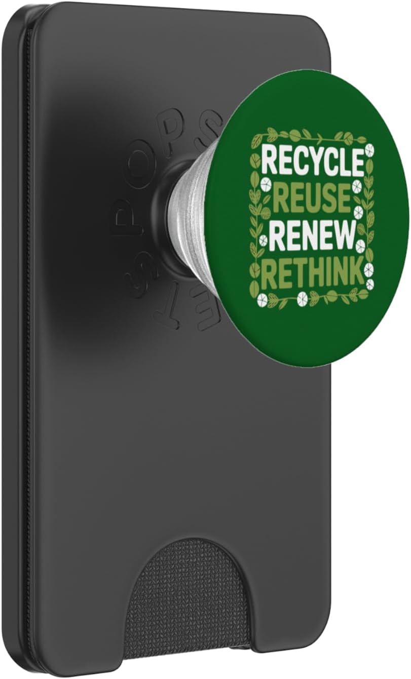 Promote Sustainability with Reuse Rethink Renew Earth Day PopSockets PopWallet for MagSafe