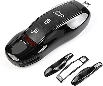 Aojezoor Piano Black Key Fob Cover Compatible with Porsche Key Shell Key Fob Shell Replacement Compatible with Porsche Cayenne Panamera 911 718 Macan Boxster Cayman Old Style
