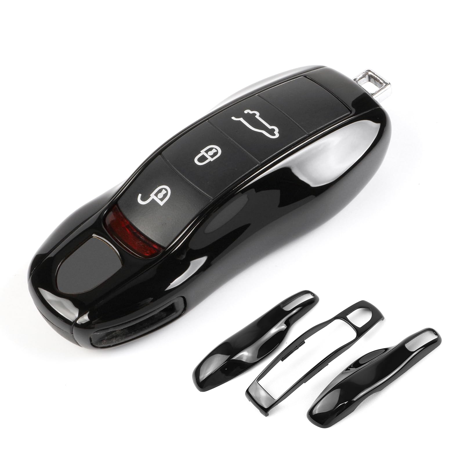 Piano Black Key Fob Cover Compatible with Porsche Key Shell Key Fob Shell Replacement Compatible with Porsche Cayenne Panamera 911 718 Macan Boxster Cayman Old Style