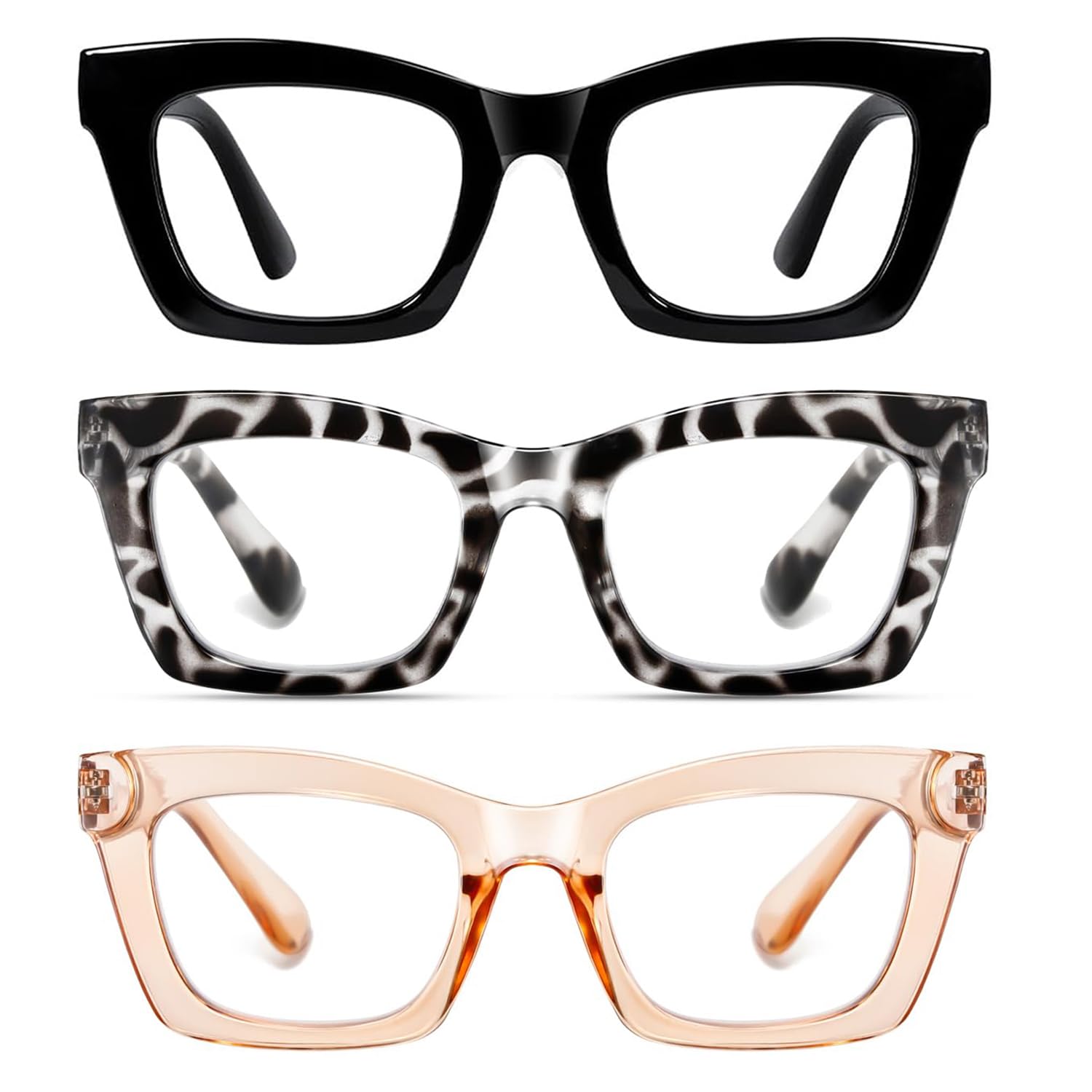 Hubeye Gafas de lectura para Mujeres de Moda Anteojos de lectura con Bisagra de resorte ultraligeras anti luz azul (Negro+Verde, 2.50) — view 20