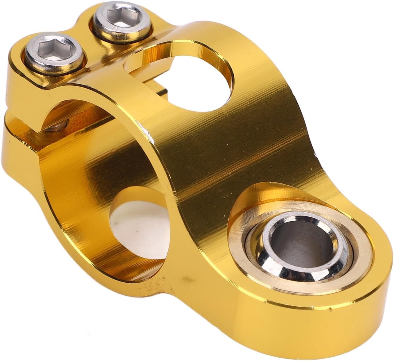 Motorcycle Damper Fork Bracket Support Holder, CNC Anodized, Vibrations Reduction for 25mm Steering Dampers, Compatible with Most Motorcycles (Gold)