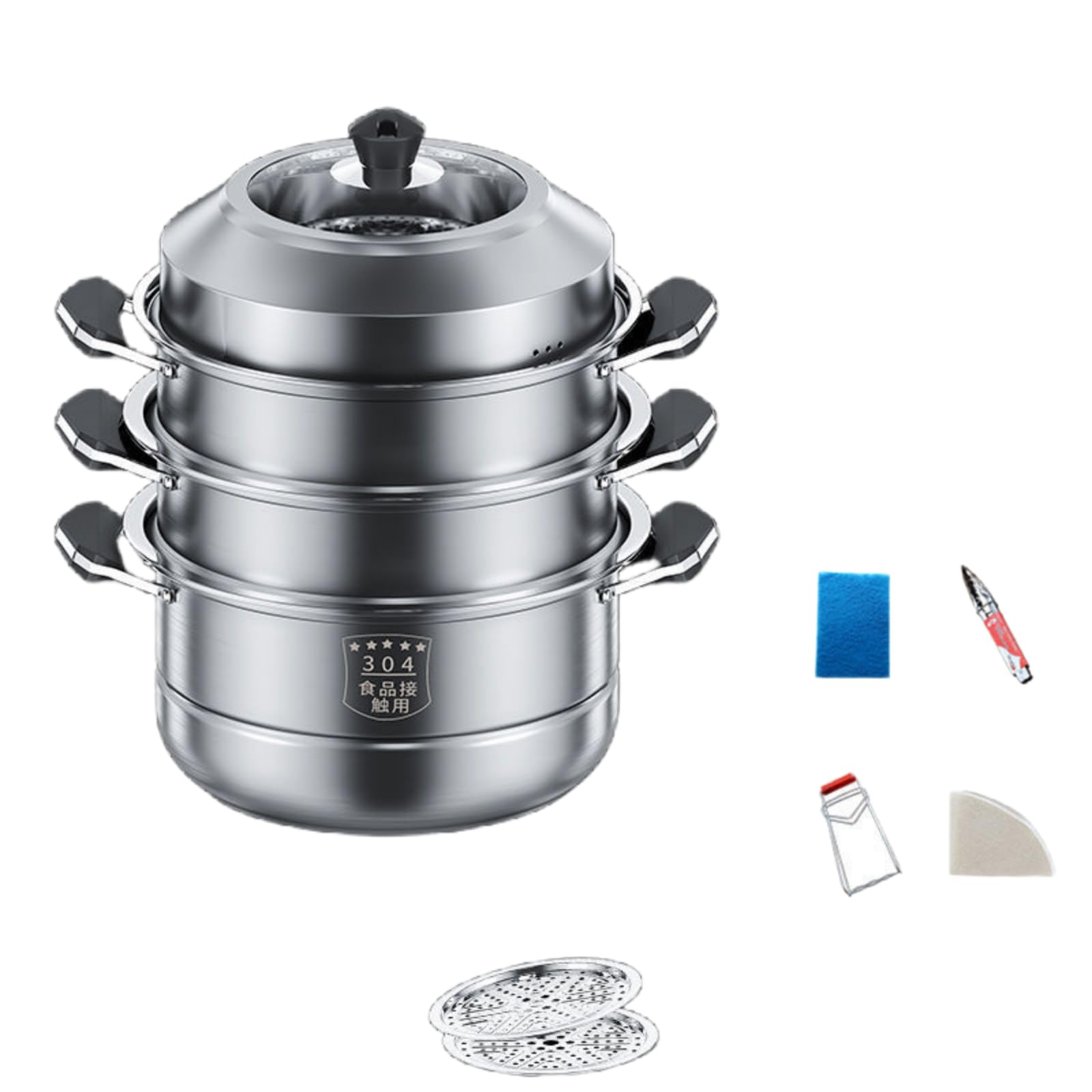 Amazon｜ih 鍋 蒸し鍋 両手鍋 二段蒸し器 ステンレス 27/30/32
