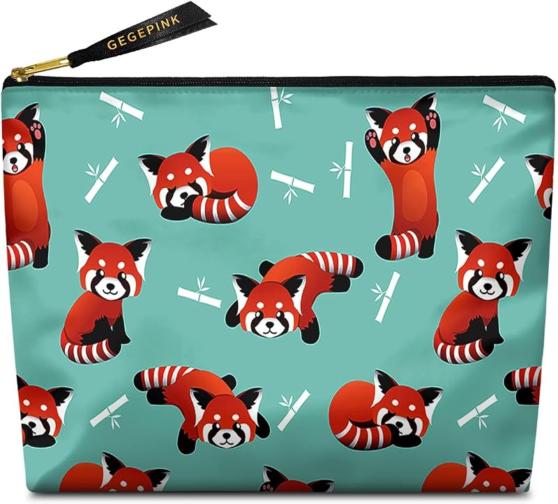 Necessaire de maquiagem GEGEPINK Red Panda com zíper, em poliéster, 1 unidade