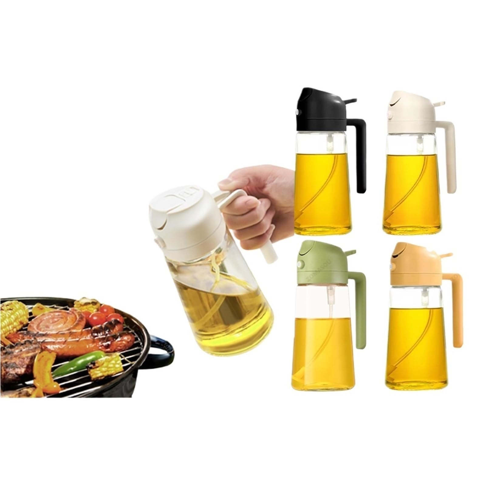 Pulverizador de aceite de cocina, Dispensador De Aceite 2 En 1, Pulverizador, Botella Vertedora, Contenedor, Vaporizador for Cocina, Ensalada, Barbacoa, Acampada(2Pcs Black)