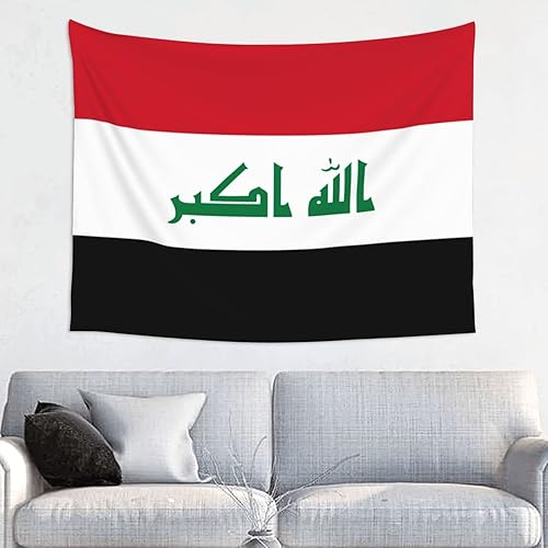 Rqwaaed Tapiz de bandera de Irak adorna perfectamente la pared, 29 x 37 pulgadas
