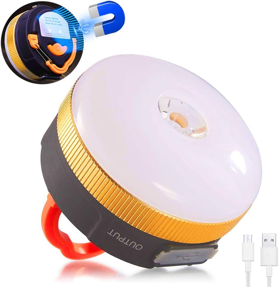 LED Camping Lantern, AOMEES 3-in-1 Camping Lights USB Rechargeable Magnet Bottom Smart Emergency Charging