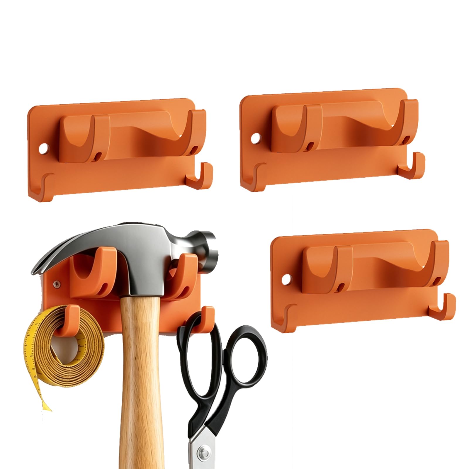 4 PCS ganci per Attrezzi Sospesi da Giardino, Portascopa da Muro, Arancione | Supporto Attrezzi Giardino con Viti Abbinate, portascopa da muro, per cucina, bagno, ingresso, garage e officina