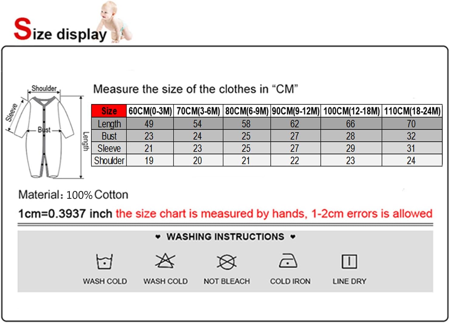 Newborn Baby 2-way Zipper Romper Cotton One-piece Jumsuit 3-pack, 0-24 Months - Image 7