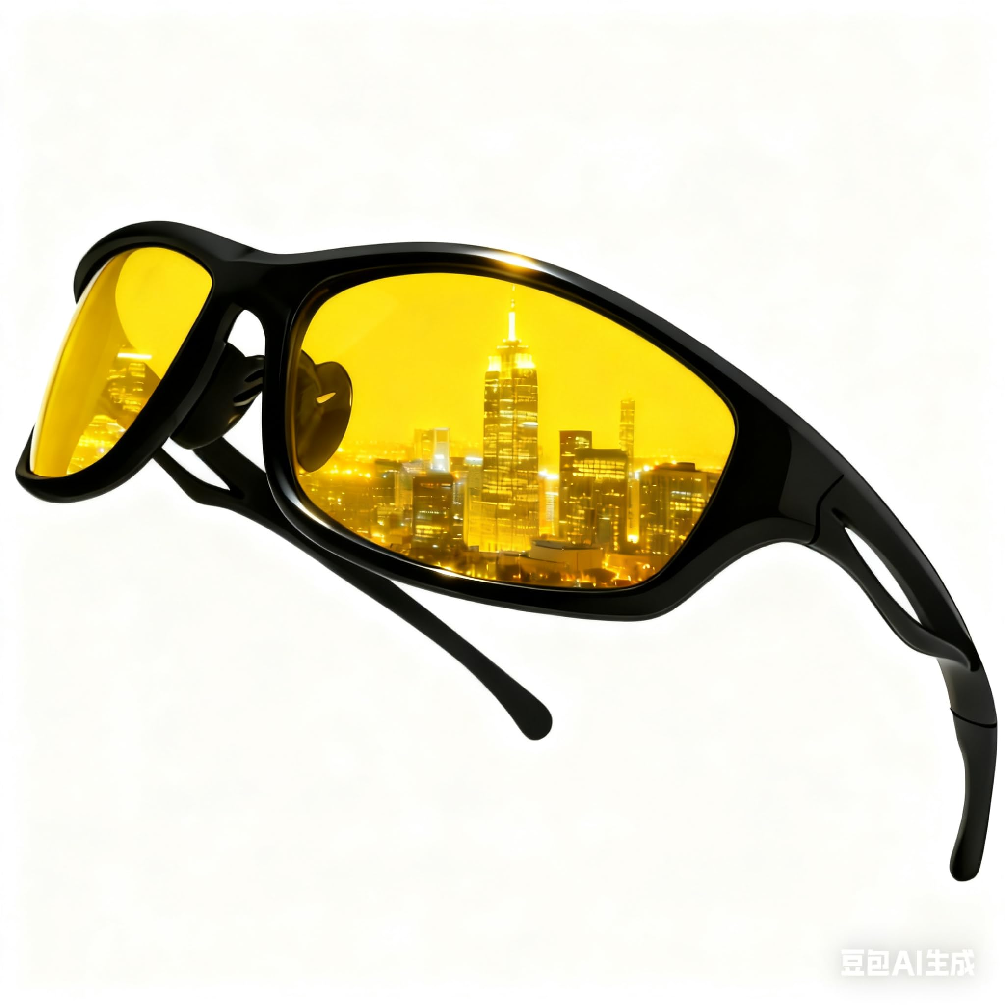 FRIJAXN Night Driving Glasses for Men Women, Anti Glare Polarized Yellow Tinted Night Vision Glasses for Driving