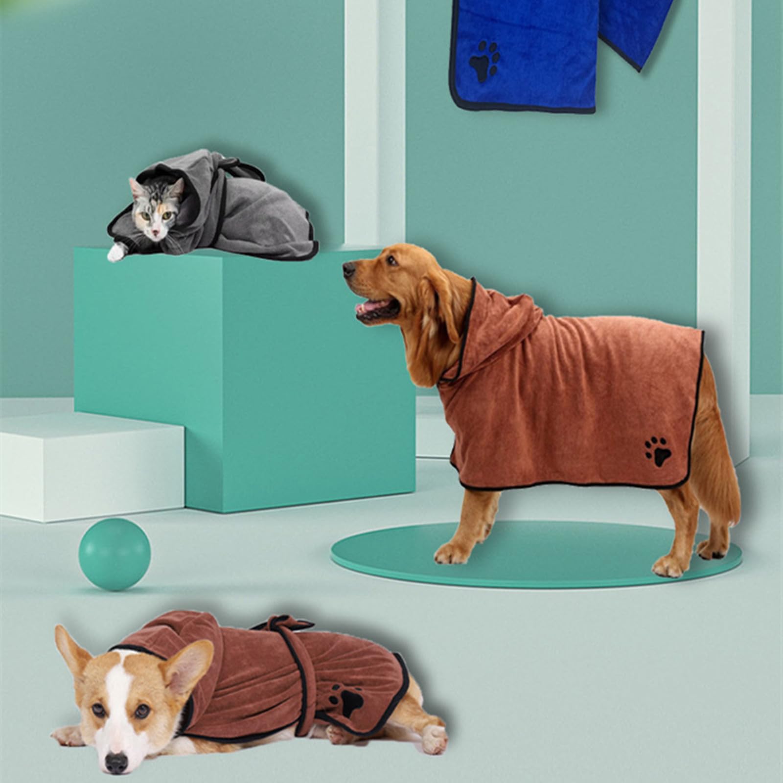 Manteau de séchage pour Chien, Serviette absorbante en Microfibre 400 g/m² avec Taille réglable, Accessoires pour Chiens, séchage après Le Bain