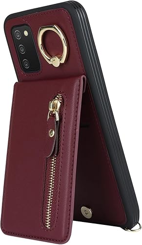 Miniatura 6 de Samsung Galaxy A03s - Funda con tarjetero para mujer, Galaxy A03s con correa y ranuras para tarjetas de crédito, bandolera con función atril y
