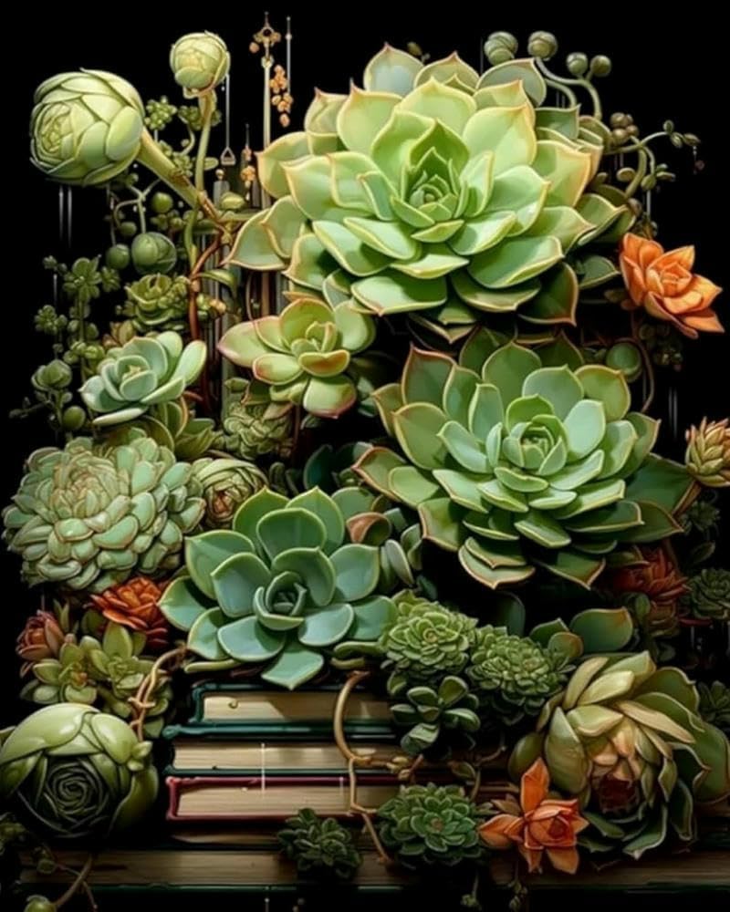 NAHUIGOOD Cross Stitch Kits for Adults, Stamped Cross Stitch Kits for Beginners, Needlepoint Cross-Stitch Patterns Embroidery Kits Arts and Crafts for Home Decor Succulents11Ct50X70Cm