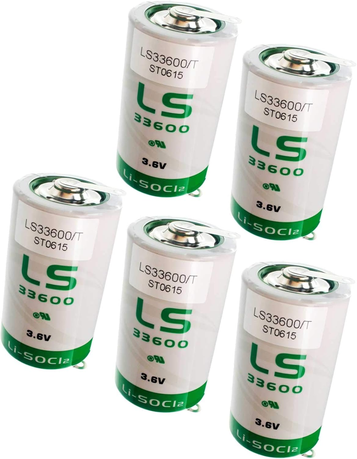 5x SAFT LS33600_TAB Size D 3.6V 1700mAh Lithium Battery for