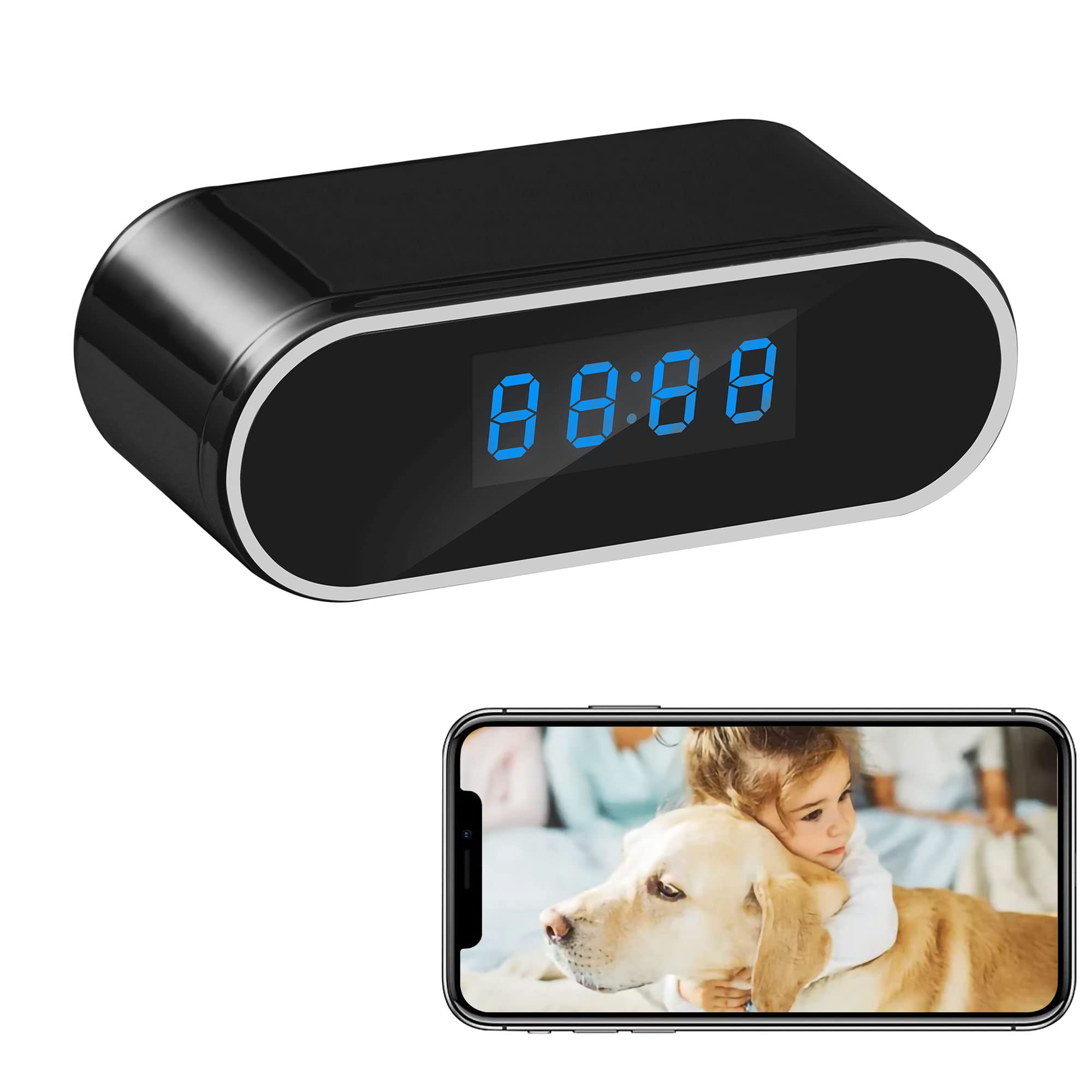 Wireless Clock Camera HD 1080P Nanny Cam with Night Vision and Motion Detection for Home Business Pets