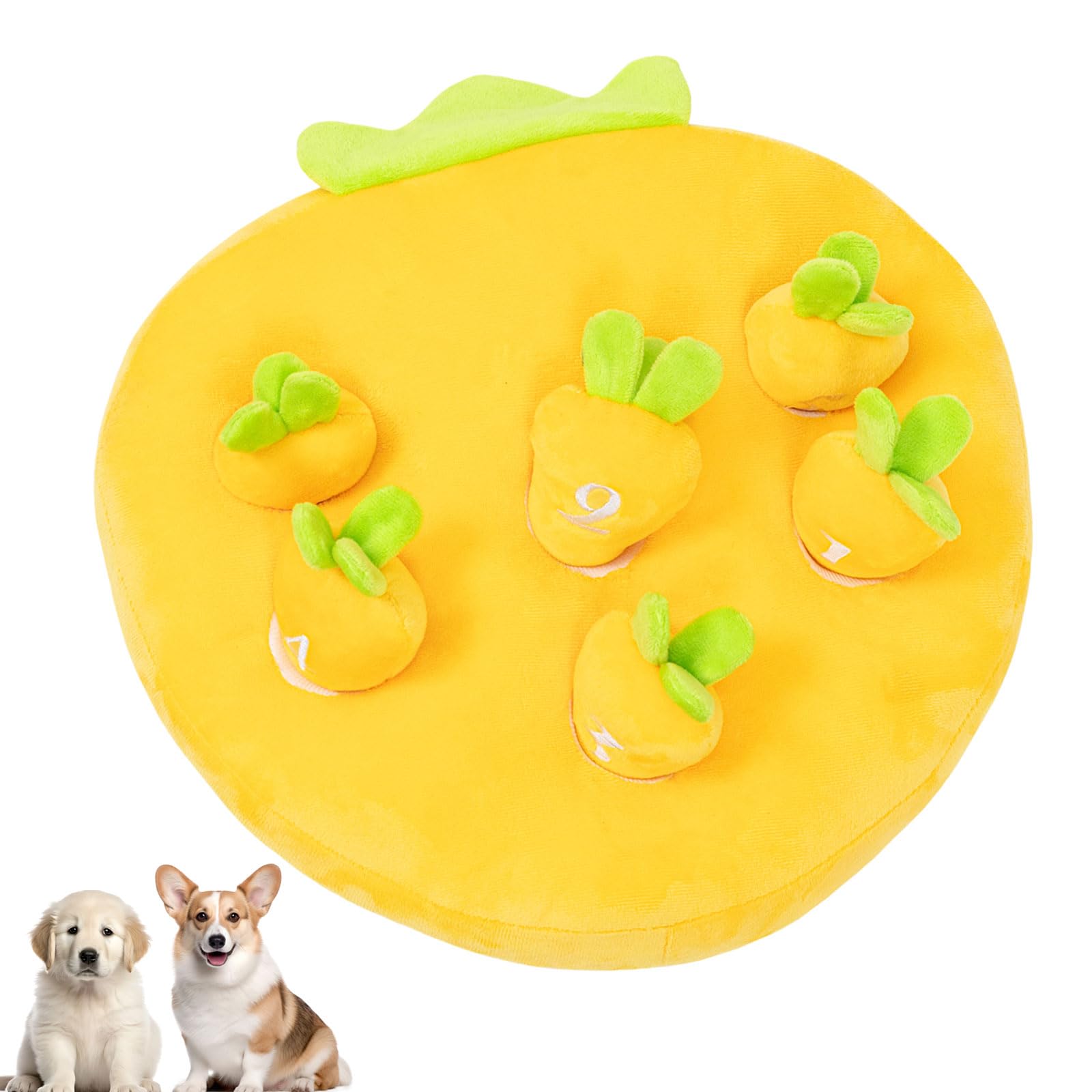 Gigantyczna zabawka dla psa z marchewką - ciche puzzle w chowanego dla małych, średnich i dużych psów, bez piszczących pluszowych zabawek wzbogacających (zestaw farmy marchewki), stymulacja psychiczna