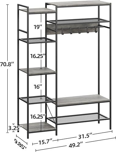 Miniatura 4 de IDEALHOUSE Organizador de armario independiente 2024, versátil perchero portátil con estantes de 5 niveles y varillas para colgar, perchero de acero