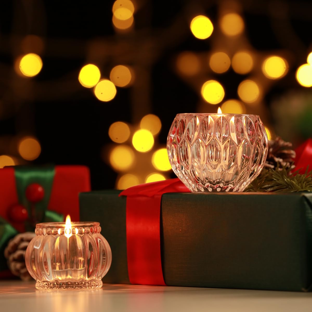2 tazze sferiche per candele votive in vetro trasparente per candele votive fai da te per realizzare feste di compleanno, decorazioni di nozze