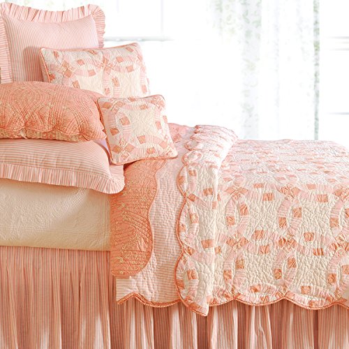 C&F Home Colonial Williamsburg Wedding Ring Rose Full/Queen Quilt 100% Cotton Lightweight Machine Washable Reversible Bedspread Coverlet Full/Queen Pink