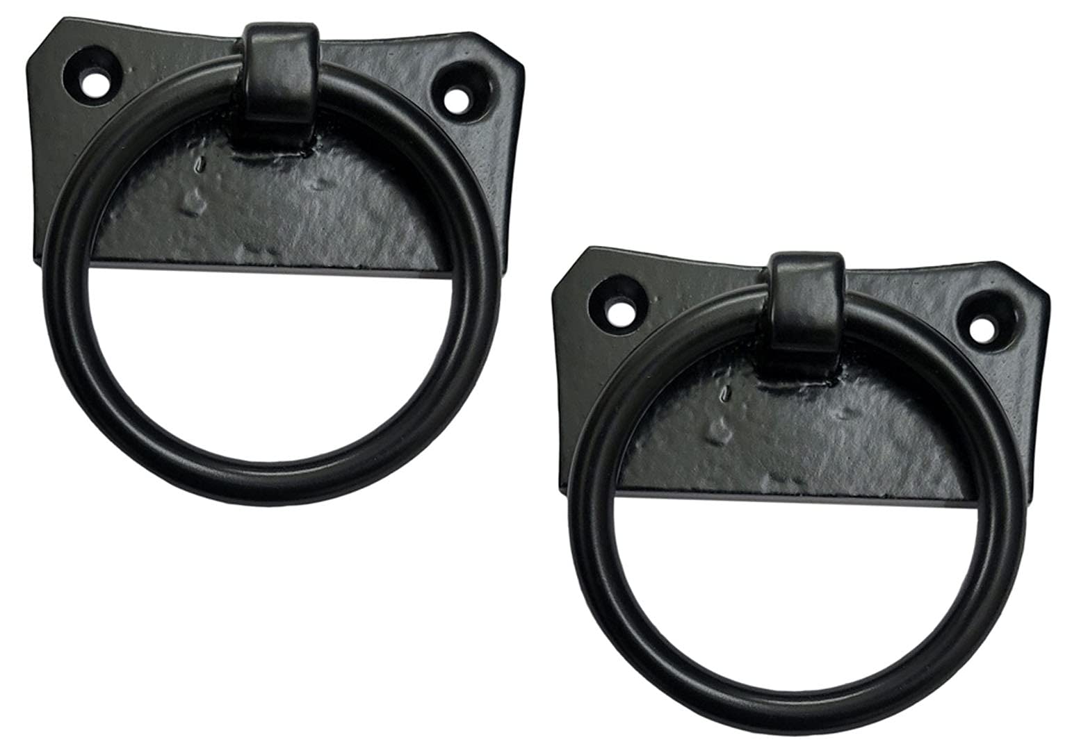 Adonai Hardware "Pethahiah Antique Cast Iron Cabinet Ring Drop Pulls (2.5" x 2 Pack, Matte Black) for Vintage Wooden Barn Doors, Kitchen Closets, Furniture, Drawers, Cupboards, Wardrobes and Sheds