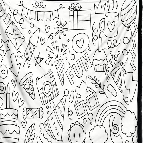 Couverture à colorier lavable 150x127cm Happy Birthday - 7