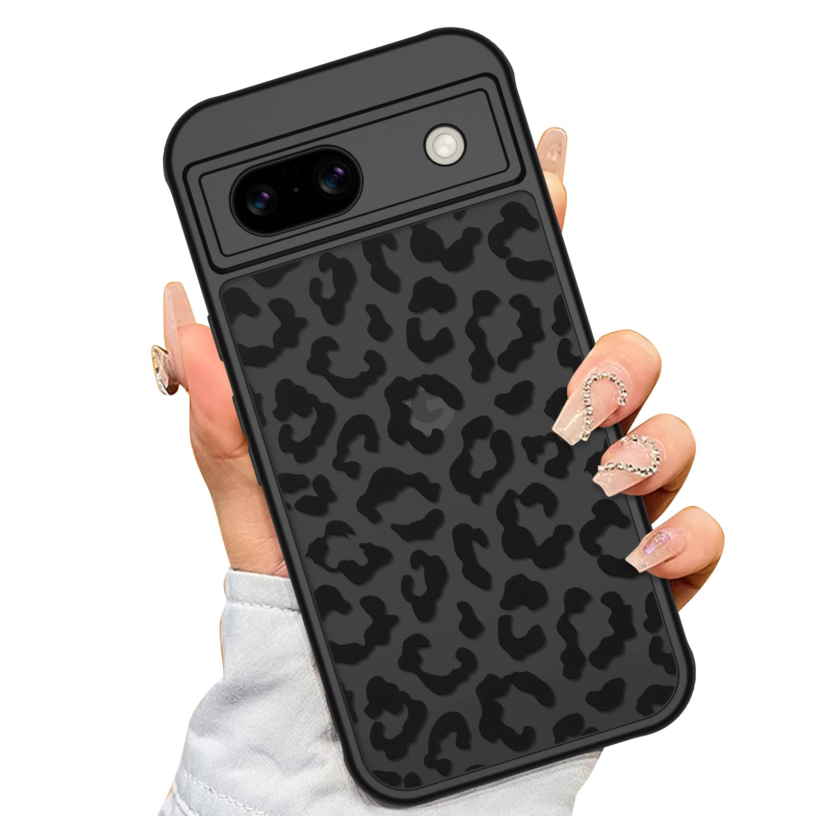 AIGOMARA Case for Google Pixel 8a [Compatible with MagSafe] Black Leopard Pattern Design Case for Women Girls Men Soft TPU Bumper Hard PC Back