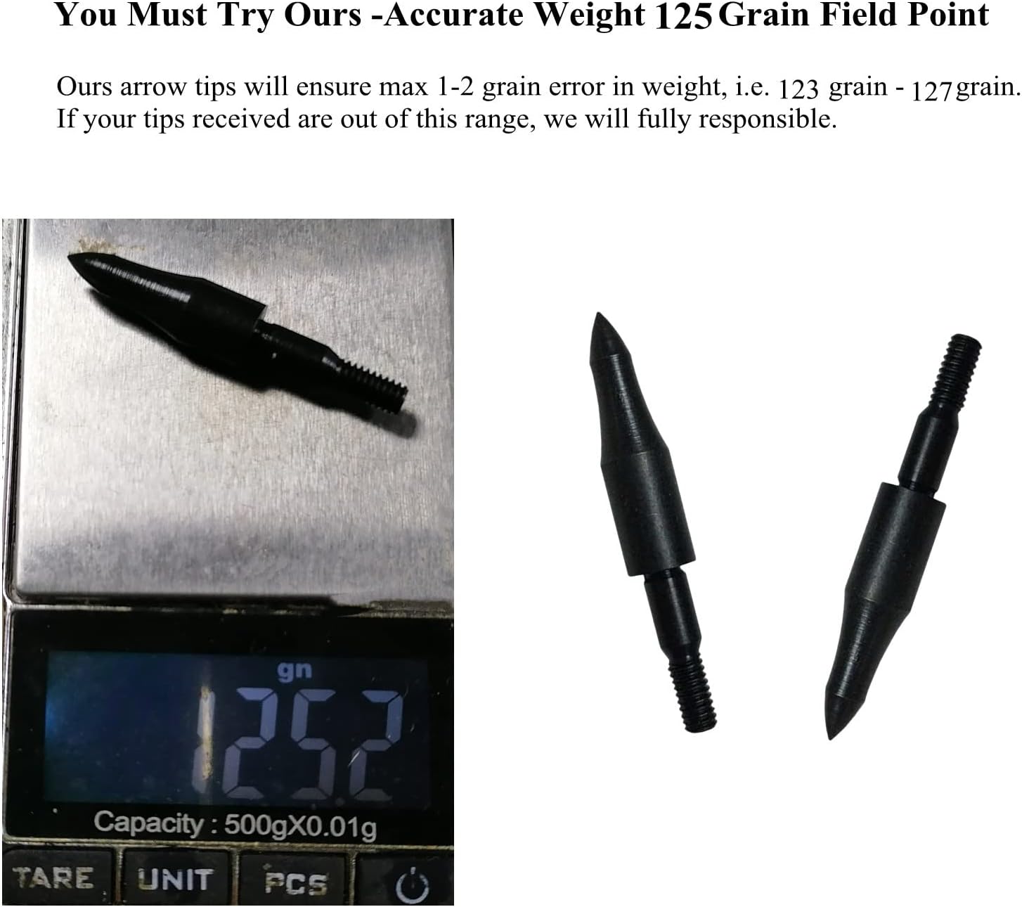 12pcs Custom High Precision 125 Grain Field Points, 125gr Crossbow Arrow Tips for Bow and Arrow Target Practice, Screw-in Bullet Points for 5/16 Inch Arrows, Hunting Archery Target & Accessories : Sports & Outdoors