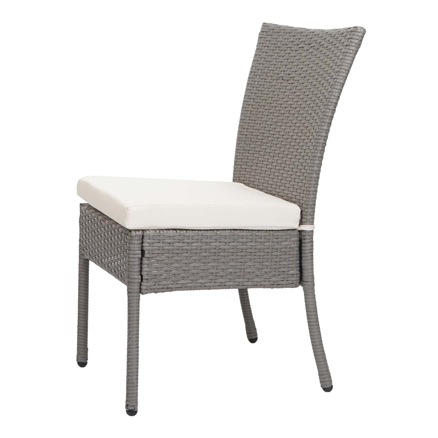 Mendler 2er-Set Poly-Rattan Stuhl HWC-G19, Balkonstuhl Gartenstuhl, stapelbar - grau, Kissen Creme