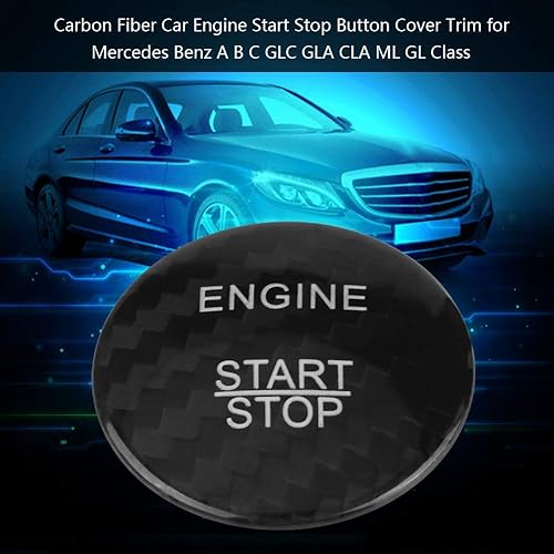 Miniatura 6 de KIMISS Cubierta de botón de arranque de motor sin llave de fibra de carbono para clase A B C GLC GLA CLA ML GL (negro)
