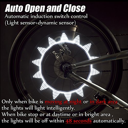 Daway A08 Bicycle Tire Valve Stem Light - Led Waterproof Bike Wheel Lights Neon Flashing Lamp Glow In The Dark Cool Safe Accessories, 1 Pack, White Graphics #TOP2