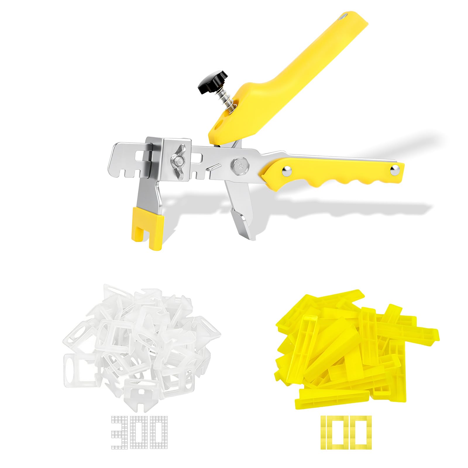 Tile Leveling Kit, Plier, 300 Clips & 100 Wedges, 1/8" Spacers | Reusable Tile Leveling Clips for Floor & Wall Installation, Lippage Control Tools for Ceramic Tile