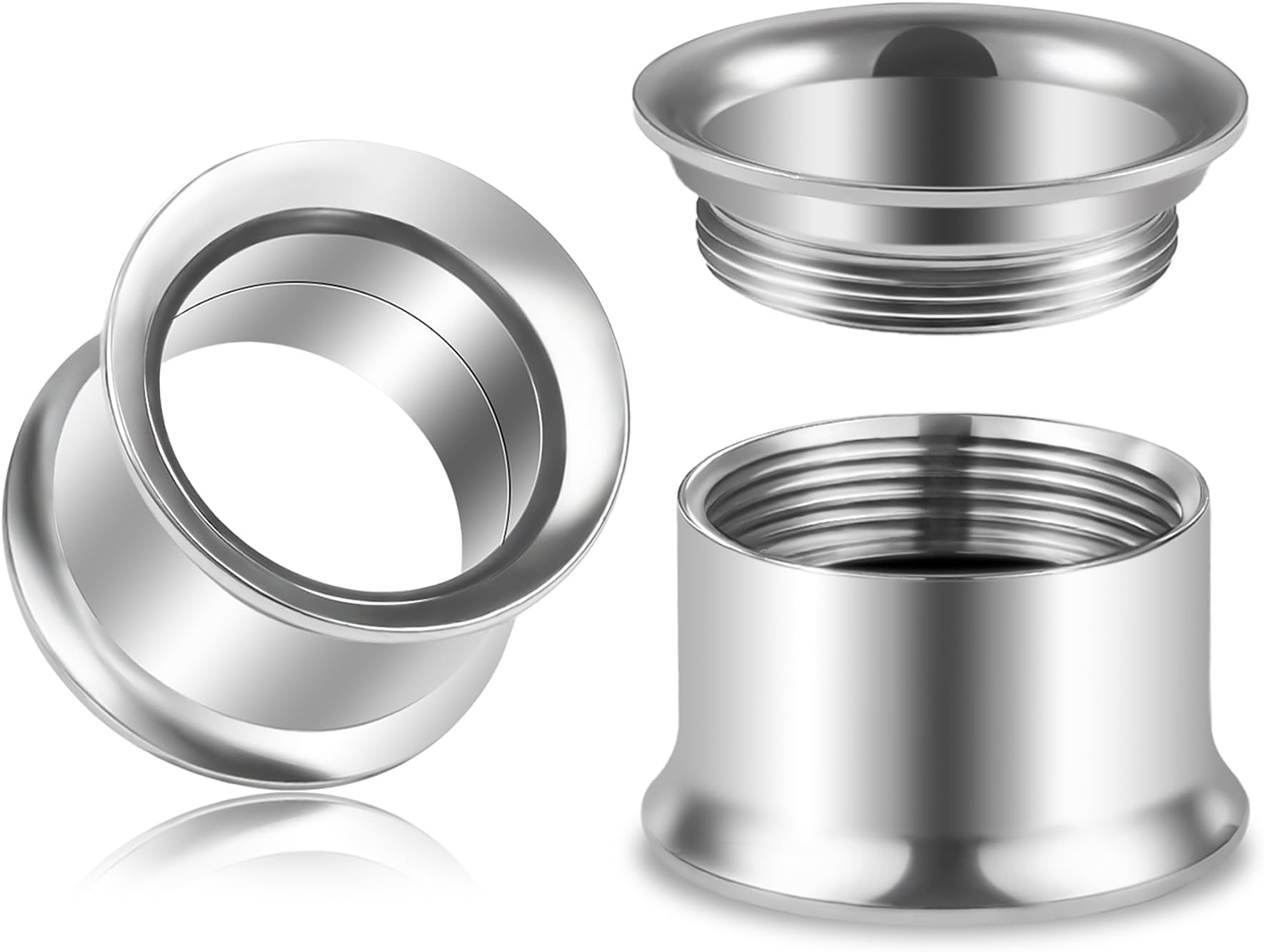 12G-50mm Screw Fit Gauges for Ear Double Flared Tunnels Plugs Internally Threaded 316L Surgical Steel Mirror Finish Hollow Ear Gauges Earrings for Women Men Silver Black Gold