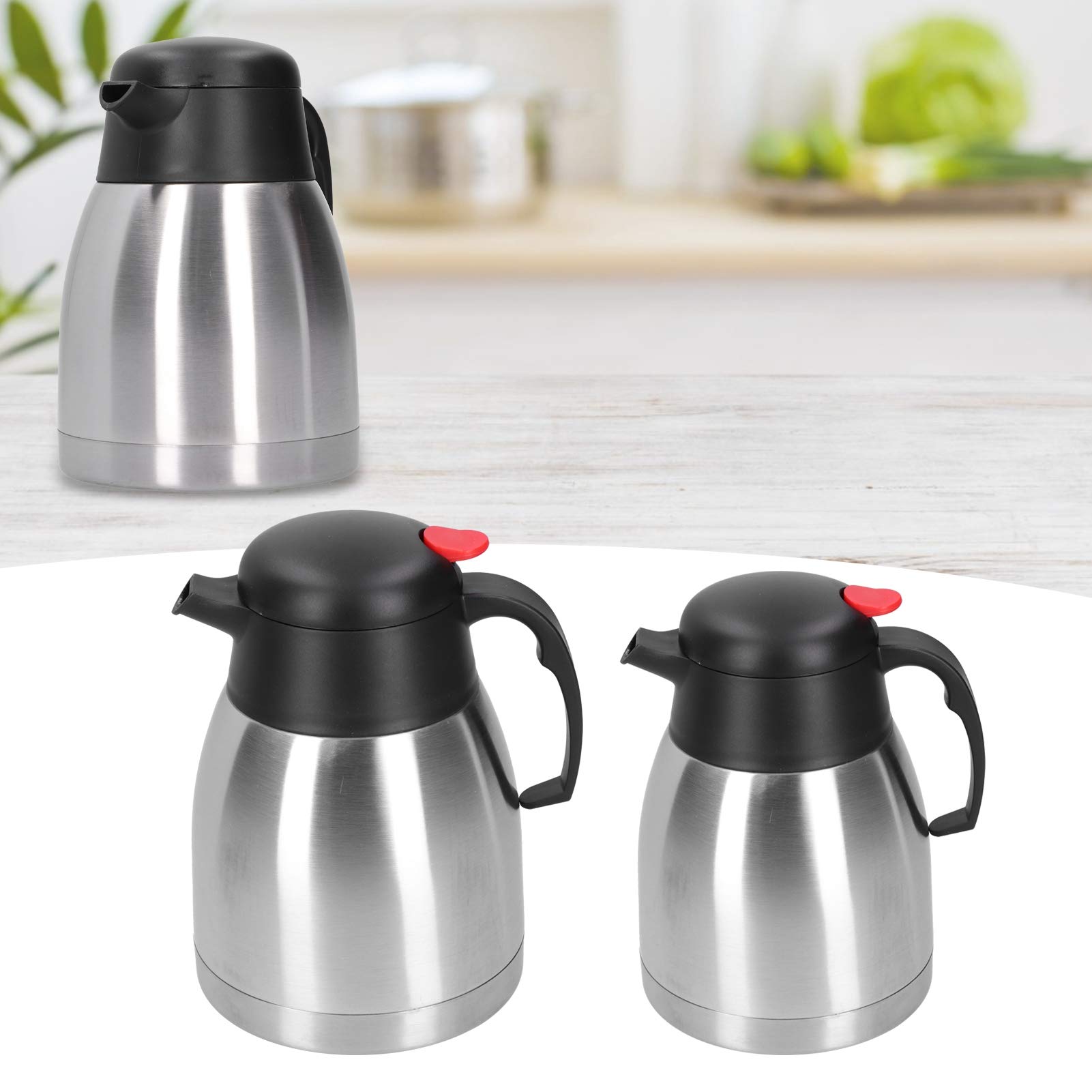 Große Kapazität Thermokanne 304 Edelstahl Vakuumisolierung Wasserkocher Vakuumkanne Edelstahl Tragbare Haushaltswärmeisolierung(1.5L) Geschenk zum Valentinstag