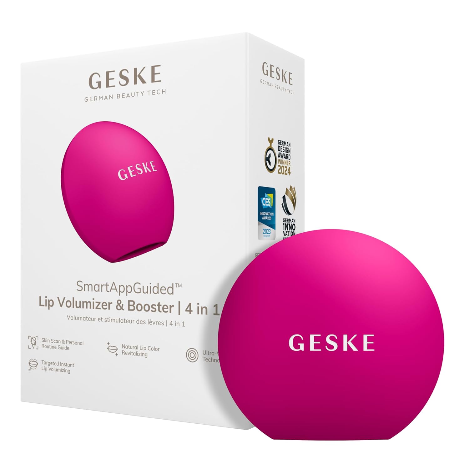 GESKE | SmartAppGuided™ Lip Volumizer & Booster | 4 in 1 | Quick Lip Plumper | Pout | Lip Booster Fuller Lips | Lip Plumpers & Lip Enhancers | Increase Volume of Lips