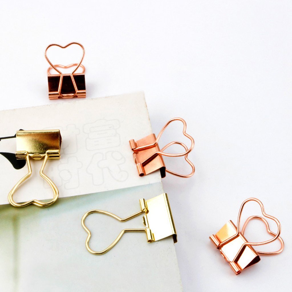 10 Set 12 Stück Metall Foldback Binder Clips Schule Büro Büroklammern Rose Gold