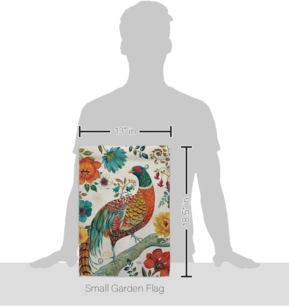 Breeze Decor G155056-BO Suzani Peacock Friends Birds Decorative Vertical, Garden Flag 13"x 18.5", Multi-Color