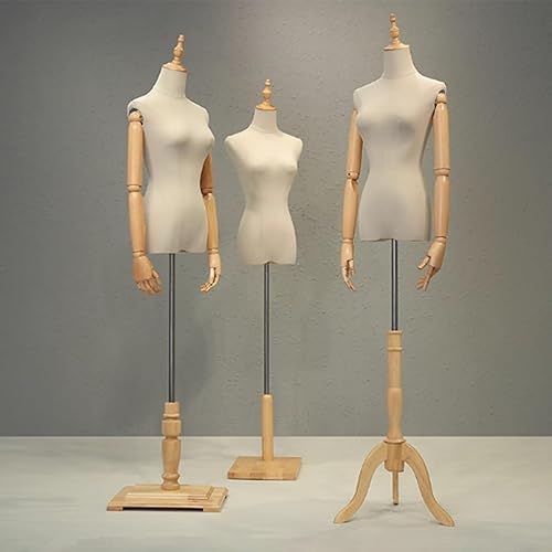 Miniatura 3 de TBLOTYD 47-72 "Tall Female Mannequin, Adjustable Arms and ble Triangular Solid Wood Base,Wood Color-Medium