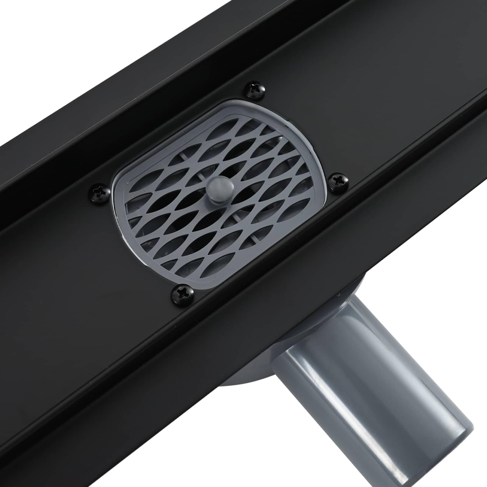 Duschrinne 100 cm Schwarz Edelstahl 304-2-in-1 Bodenablauf mit 360° Siphon, Höhenverstellbare Duschablauf-Rinne für Bad