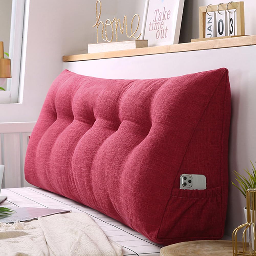 ZHULONGRUSHUI Cojín para la espalda, gran cojín triangular, cojín lumbar, cojín en cuña adecuado para cama y sofá, cojín con funda extraíble y lavable, con práctico compartimento lateral (150 x 50 x