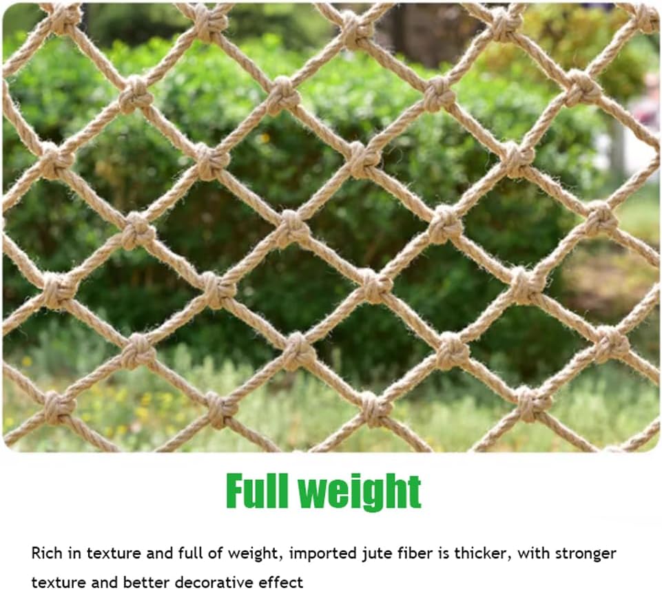 Children's Safety Net - 2x2m Durable Hemp Rope Mesh for Balcony, Stairs, Garden, Playground & Indoor - Strong Protection for Kids & Pets Against Falls